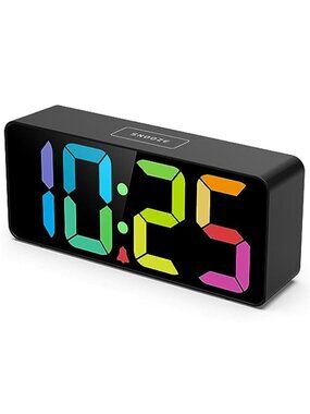 Large LED Digital Alarm Clock USB Charging Adjustable Brightness Bedside